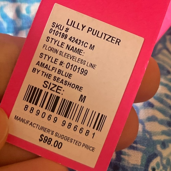 NWT Lilly Pulitzer Lagoon Linen Sleeveless Top – “By the Seashore” Print - Picture 7 of 8